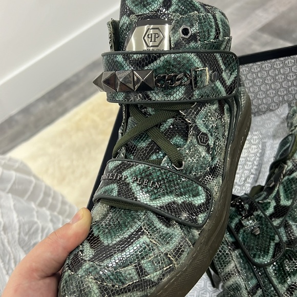 Philipp Plein Cuck “Animal” Green Snakeskin Leather High Top Sneakers – EU40 - Picture 3 of 3
